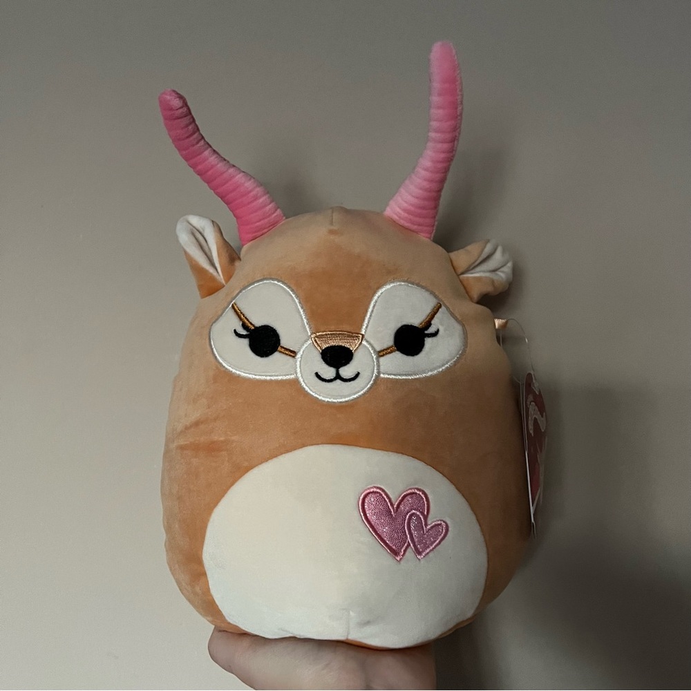 Squishmallows-Inspired Pink Horn Plush Deer - Soft Tan and Pink Stuffed Animal